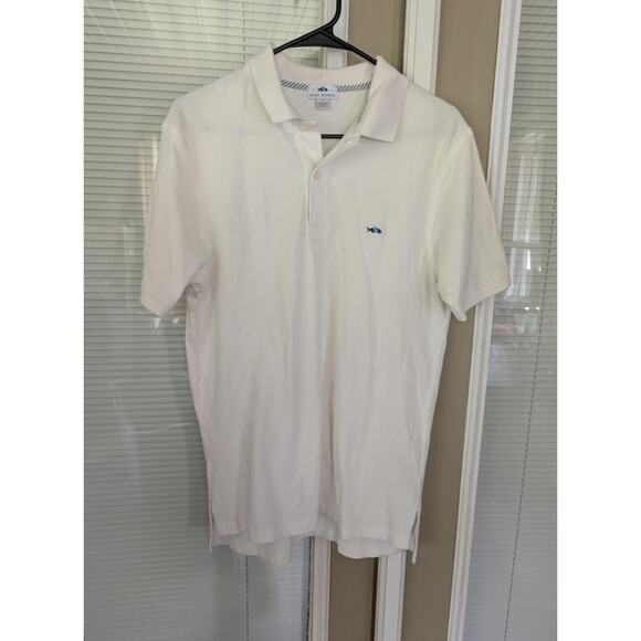 Fish Hippie Polo Shirt Men's Small White Short Sleeve Cotton Casual Logo Golf - Picture 1 of 9